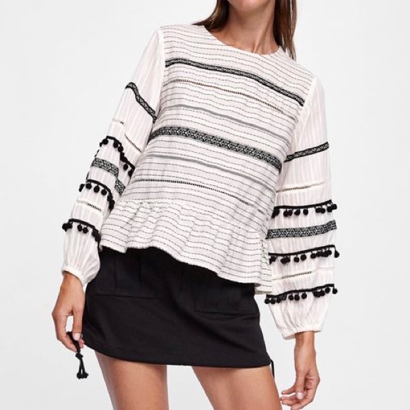 Zara Pom Pom blouse - Picture 2 of 5